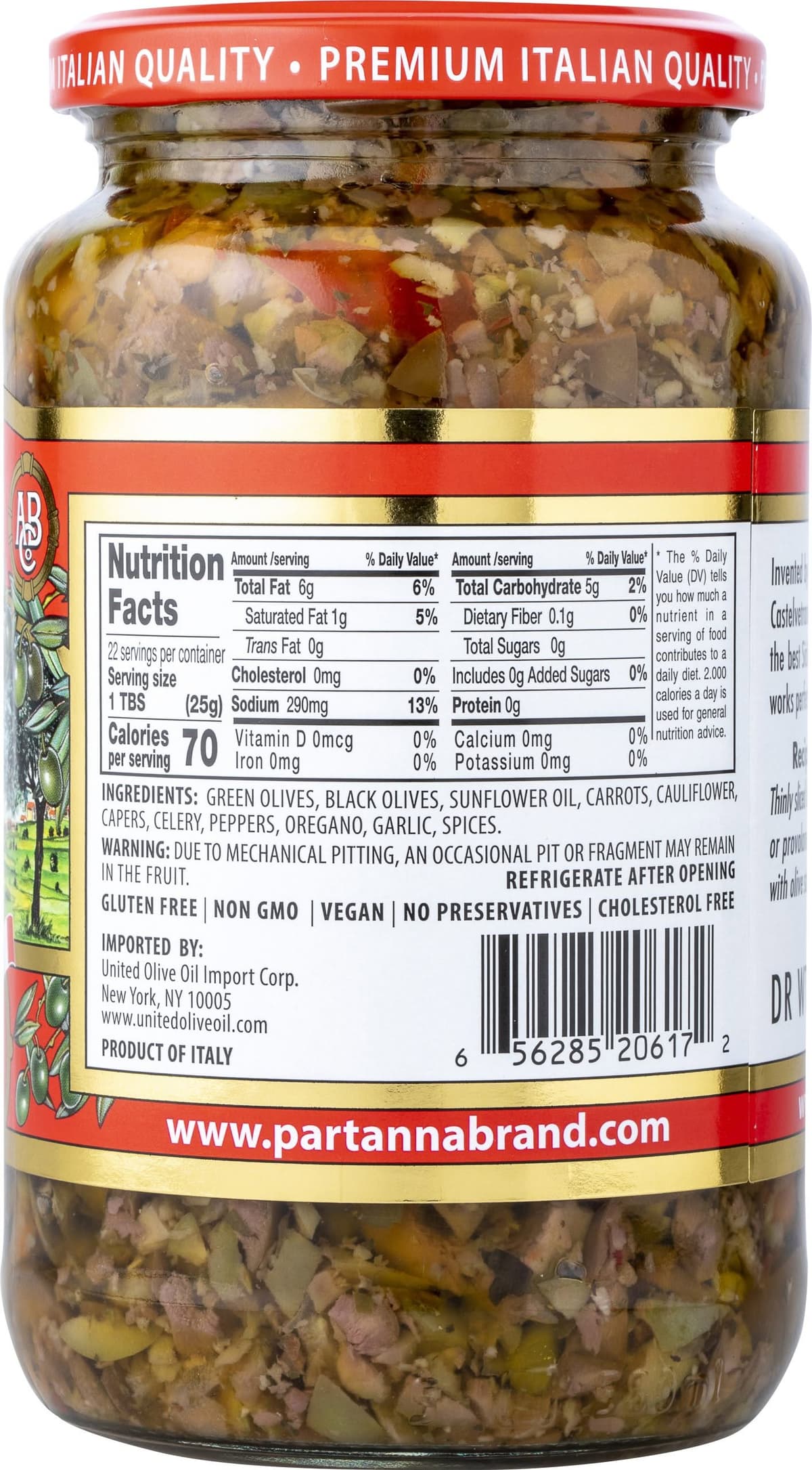 Partanna Muffuletta Mediterranean Olive Salad - 19oz (550g) - Image 3