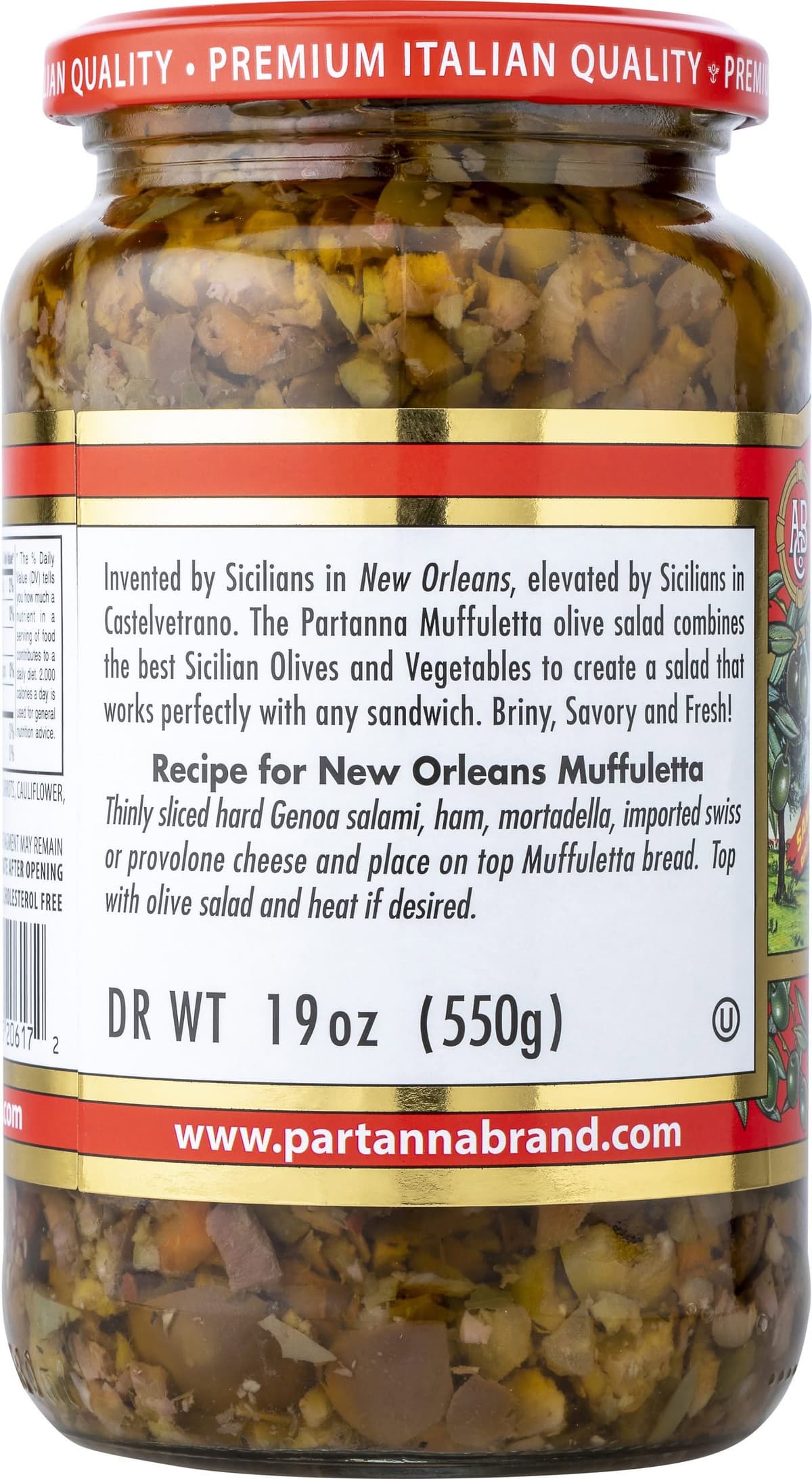 Partanna Muffuletta Mediterranean Olive Salad - 19oz (550g) - Image 2