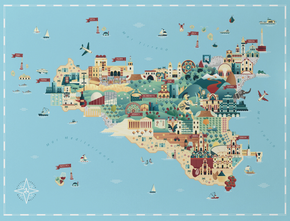 Illustrated Map of Sicily