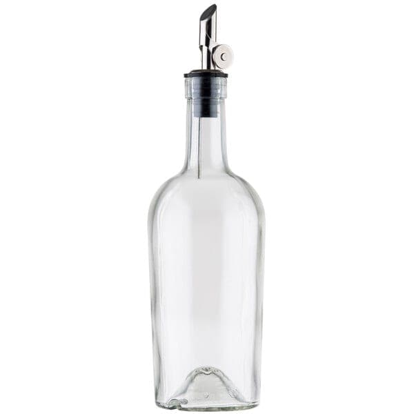 clear-glass-olive-oil-bottle-with-weighted-stainless-steel-pourer-17-5-oz